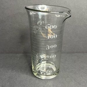 Vintage Armstrong Cork Co. HAND Etched LAB GLASS Measure Beaker Chemistry 20 oz